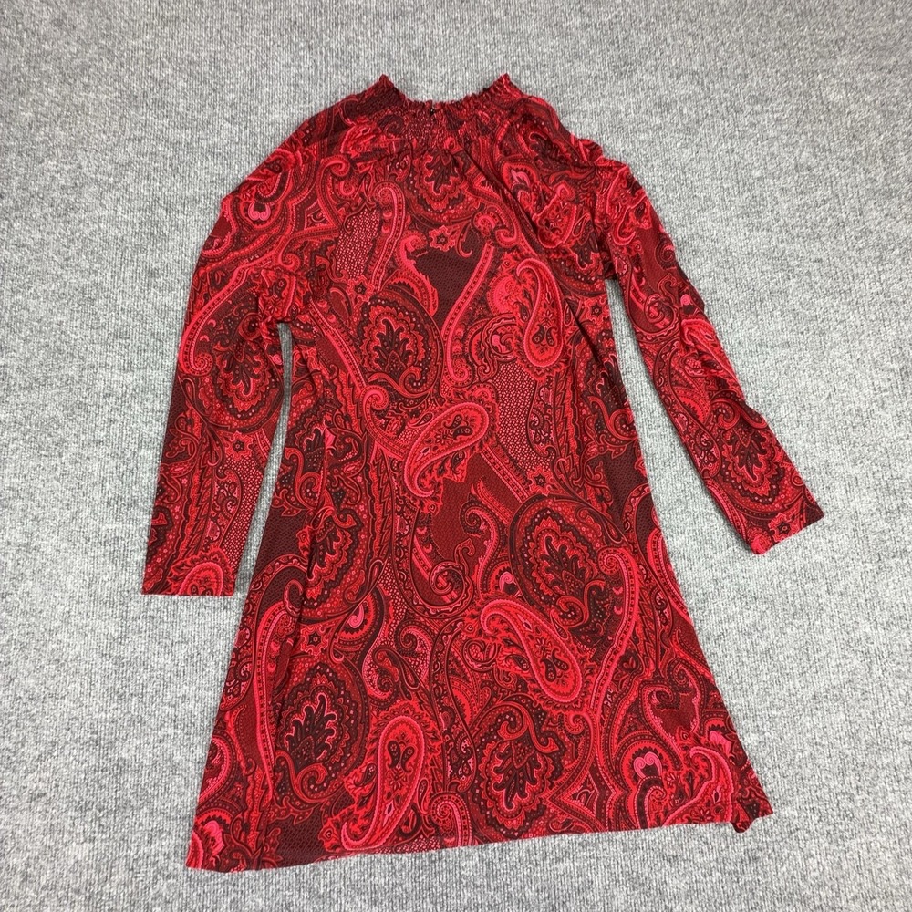 Tommy Hilfiger‎ Dress Womens 8 Red Paisley Long Sleeve High Neck Jersey Shift